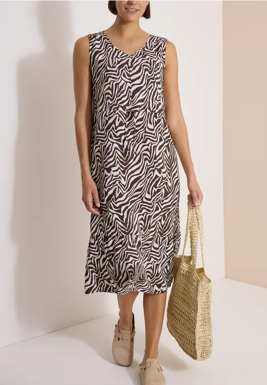 Midikleid mit abstraktem Zebramuster