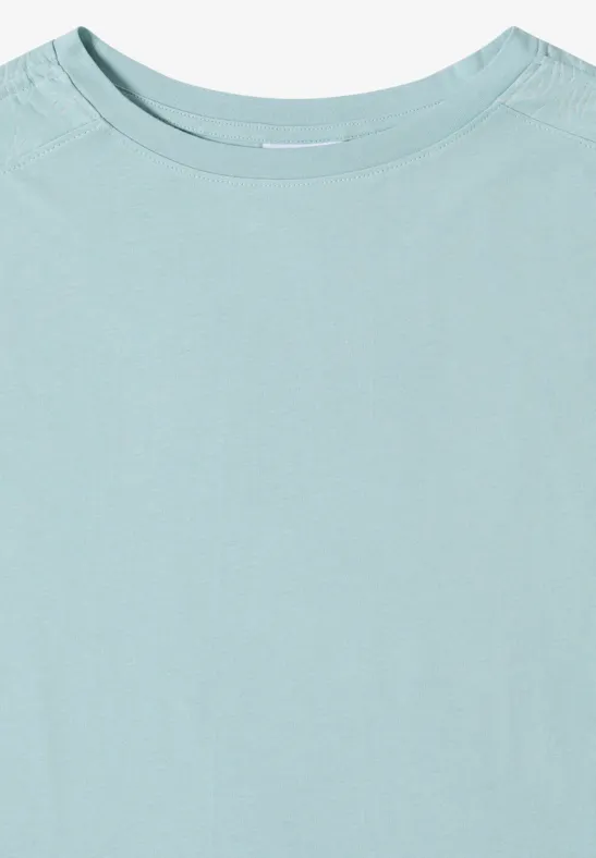 T-Shirt mit Schulterraffung und U-Boot-Ausschnitt