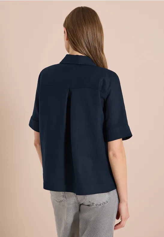 Kurzärmelige Bluse aus reinem Leinen