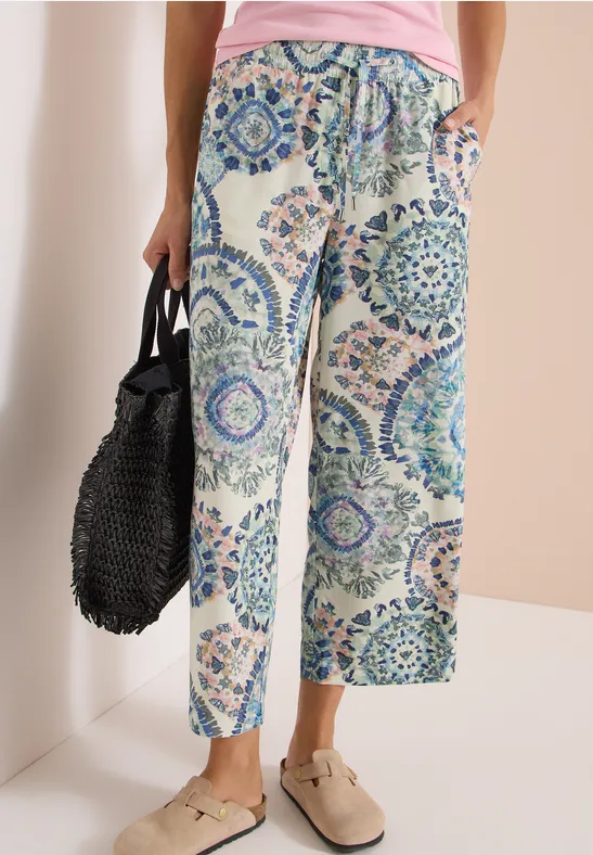 Gemusterte Wide Leg Hose Loose Fit