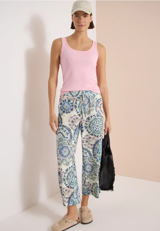 Gemusterte Wide Leg Hose Loose Fit