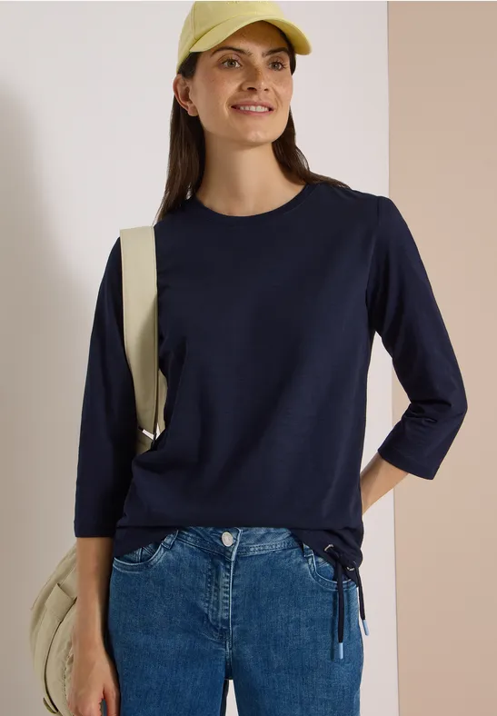 3/4-Arm Shirt mit Tunnelzug am Saum
