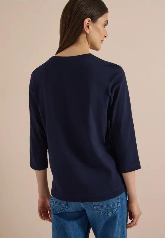 3/4-Arm Shirt mit Tunnelzug am Saum