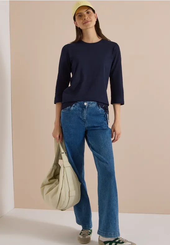 3/4-Arm Shirt mit Tunnelzug am Saum
