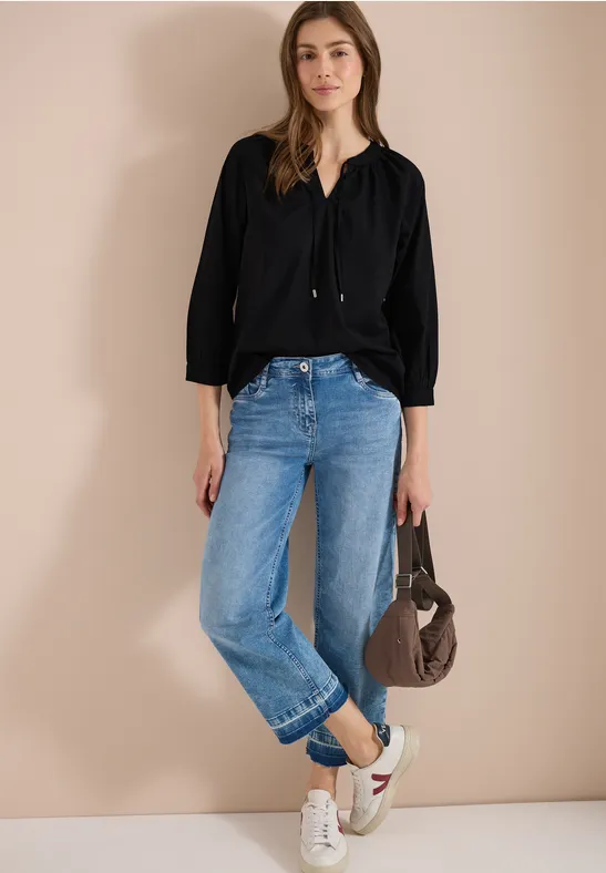 Split-Neck Bluse mit 3/4-Arm