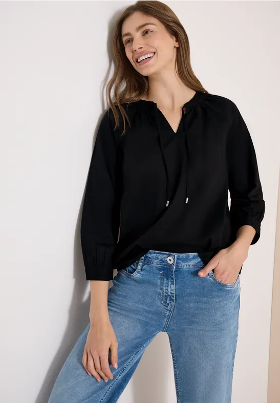 Split-Neck Bluse mit 3/4-Arm