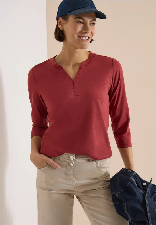 Lässiges 3/4-Arm Shirt mit Schlitz-Ausschnitt