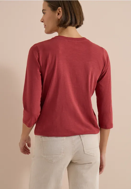 Lässiges 3/4-Arm Shirt mit Schlitz-Ausschnitt