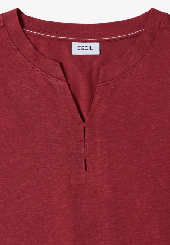 Lässiges 3/4-Arm Shirt mit Schlitz-Ausschnitt
