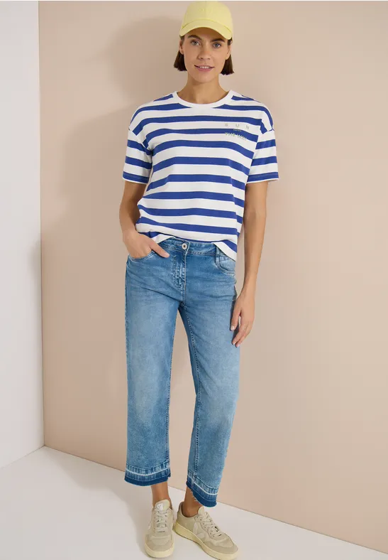 Gestreiftes Jersey-Shirt mit Wording
