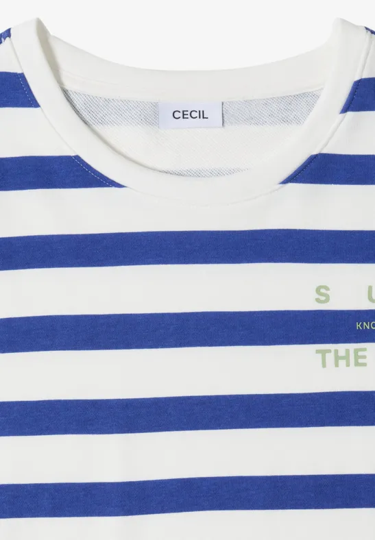 Gestreiftes Jersey-Shirt mit Wording