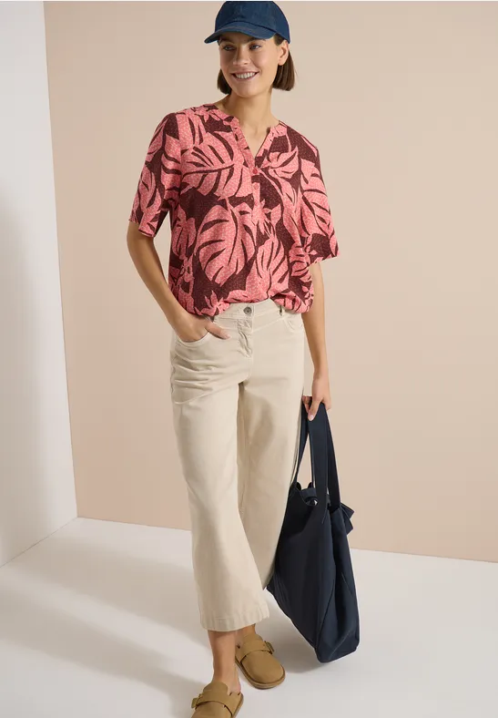 Bluse mit tropischem Blätterprint