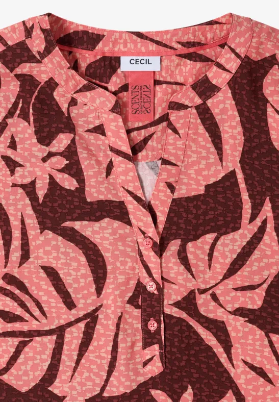 Bluse mit tropischem Blätterprint