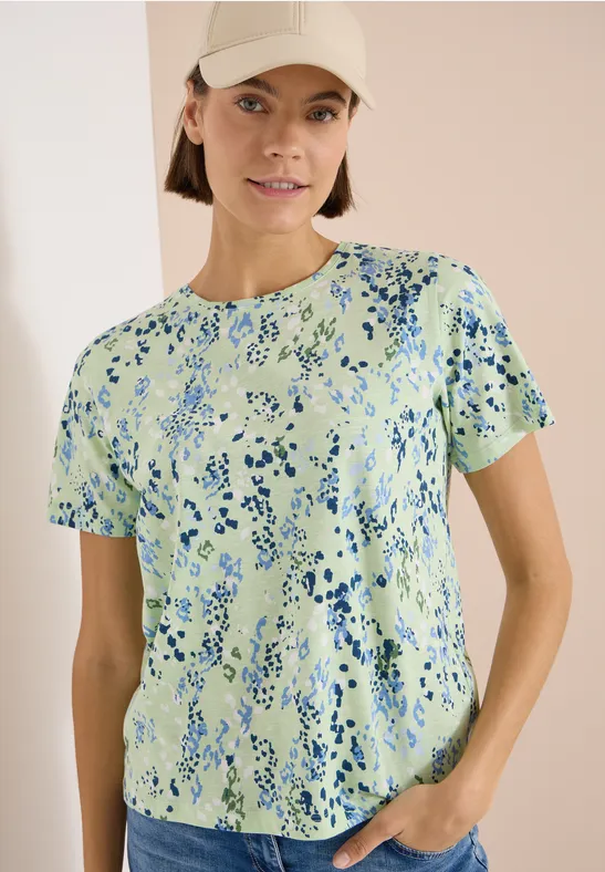 Baumwoll-T-Shirt mit abstraktem Grafik-Print