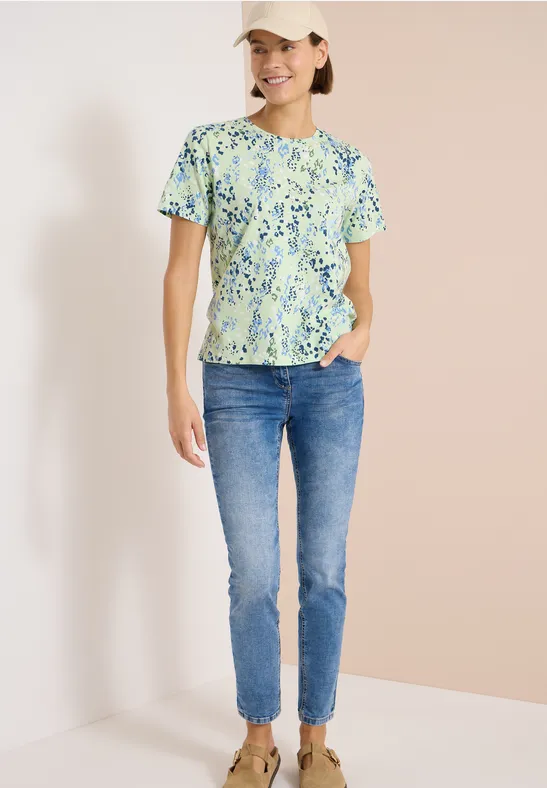 Baumwoll-T-Shirt mit abstraktem Grafik-Print