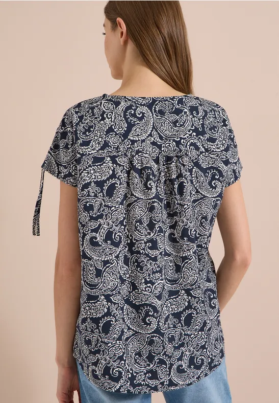 Paisley-Bluse mit Tunnelzug-Details