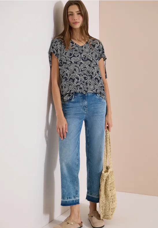Paisley-Bluse mit Tunnelzug-Details