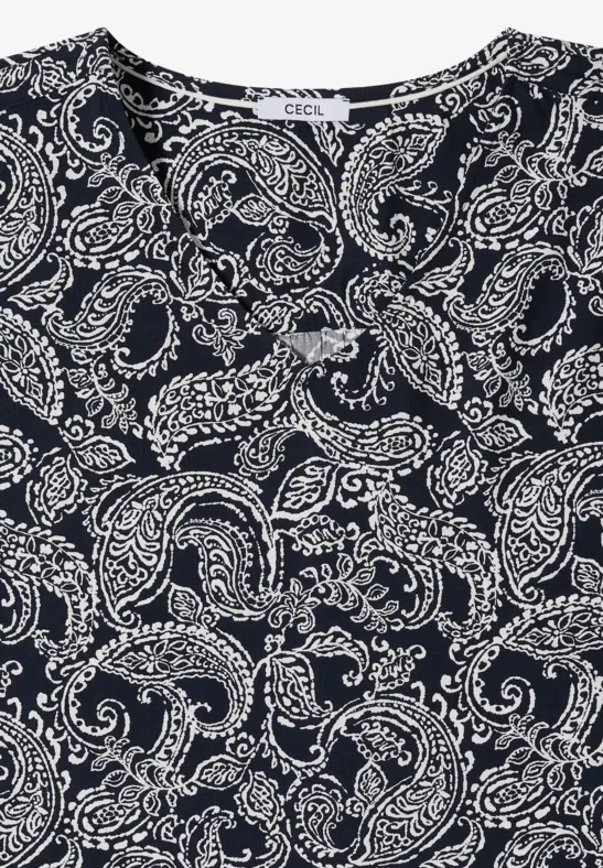 Paisley-Bluse mit Tunnelzug-Details