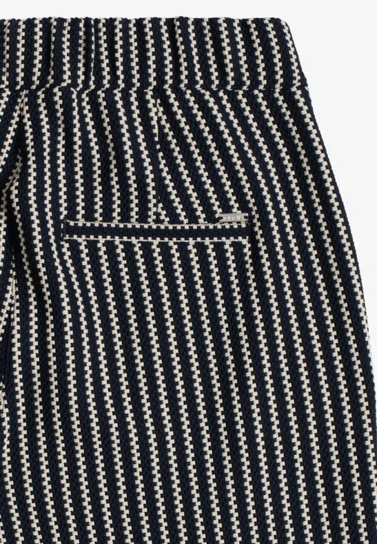 Gestreifte Wide-Leg-Hose in Strick-Optik