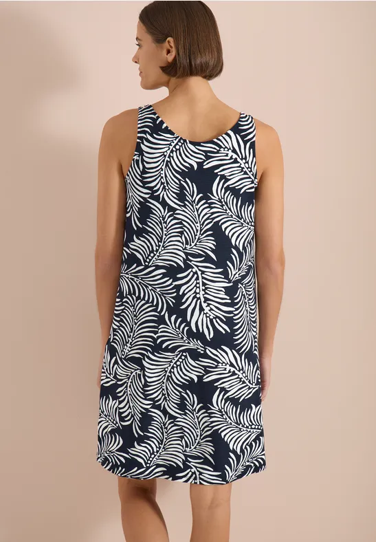 Jerseykleid mit Tropenprint und Knotendetails