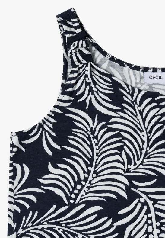 Jerseykleid mit Tropenprint und Knotendetails
