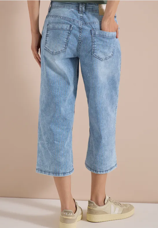 Gestreifte High Waist Wide Leg Jeans