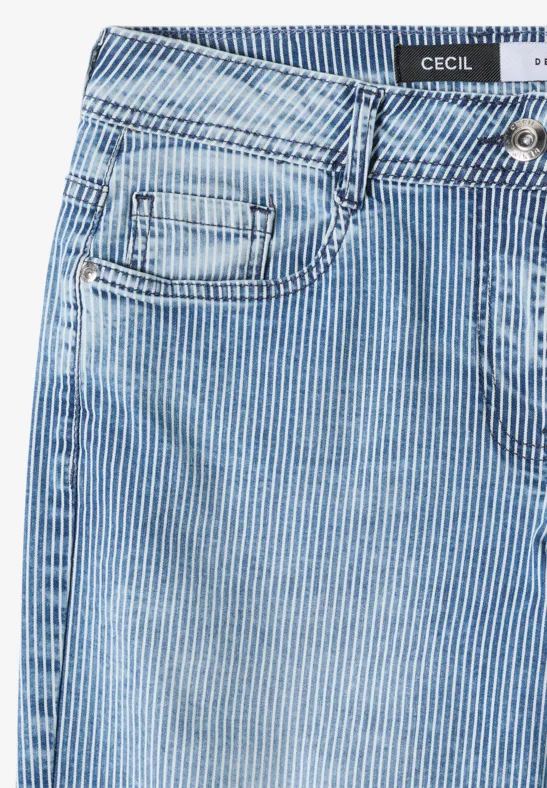 Gestreifte High Waist Wide Leg Jeans