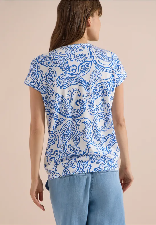 T-Shirt mit Paisley-Print und V-Ausschnitt