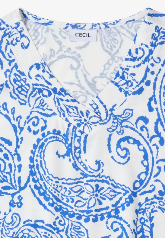 T-Shirt mit Paisley-Print und V-Ausschnitt