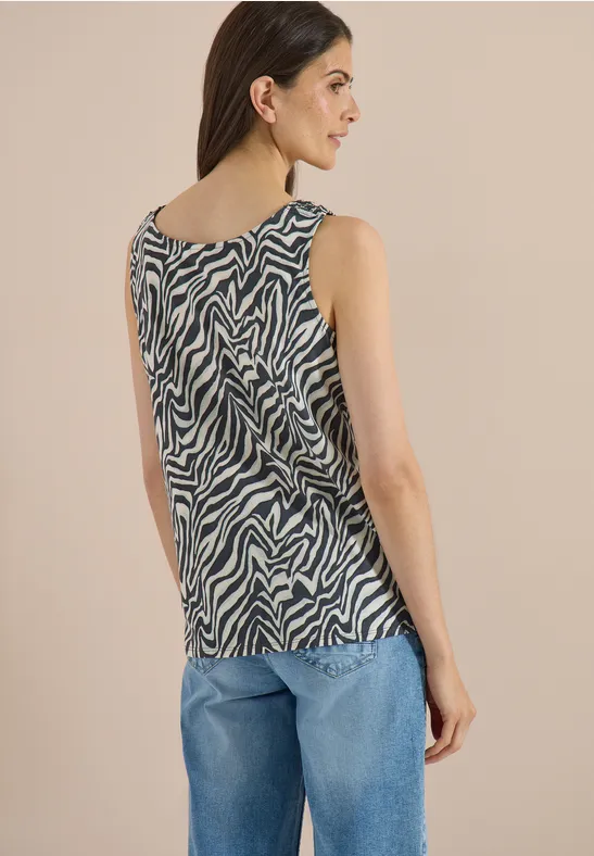 Zebra-Top mit gesmokten Trägern