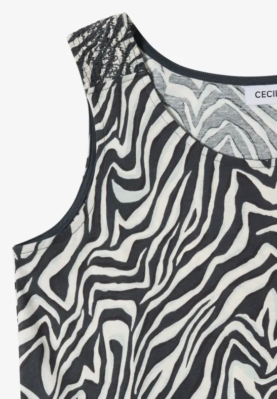 Zebra-Top mit gesmokten Trägern