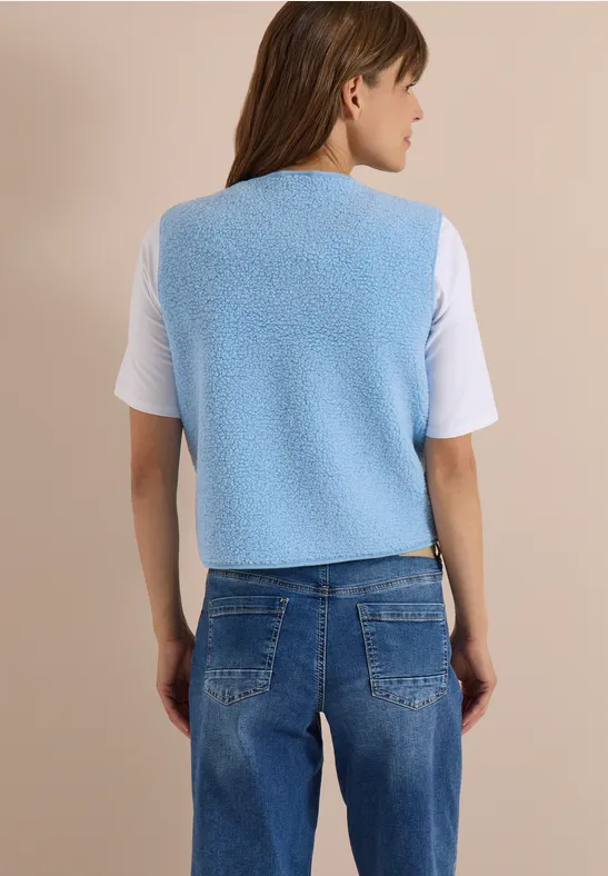 Gemütliche Teddy-Fleece-Weste mit Knöpfen