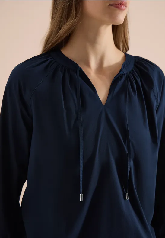 3/4-Arm-Bluse mit Split Neck