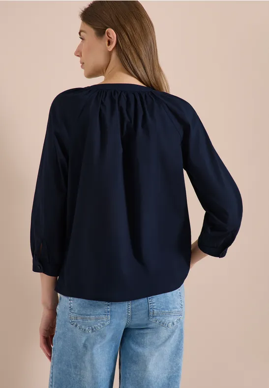 3/4-Arm-Bluse mit Split Neck