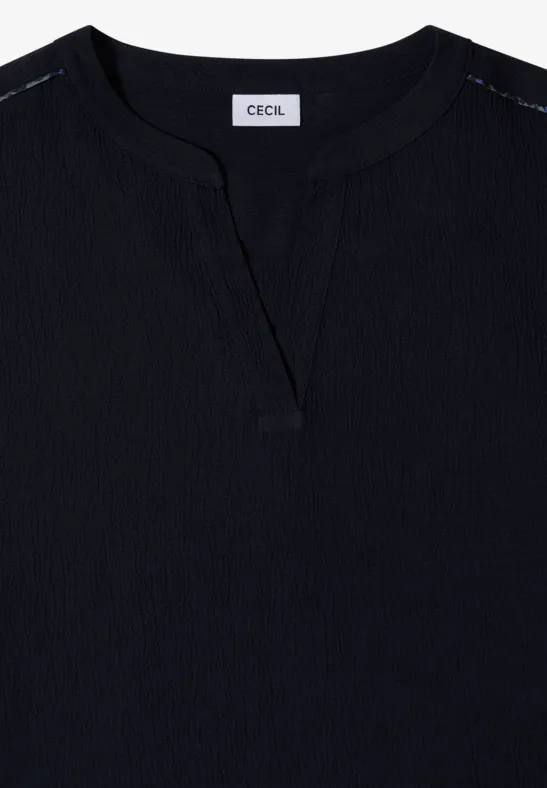 Strukturiertes Blusenshirt mit Schlitz-Ausschnitt
