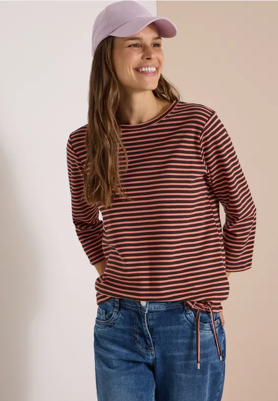 Gestreiftes 3/4-Arm Shirt mit Tunnelzug