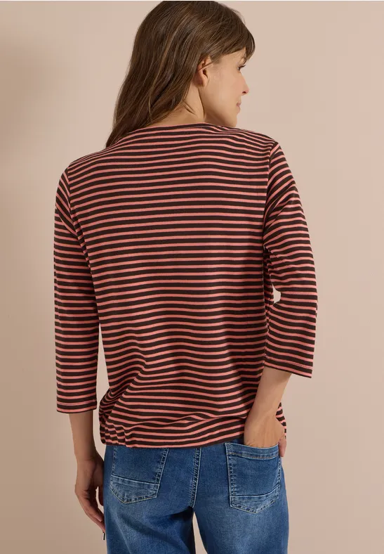 Gestreiftes 3/4-Arm Shirt mit Tunnelzug