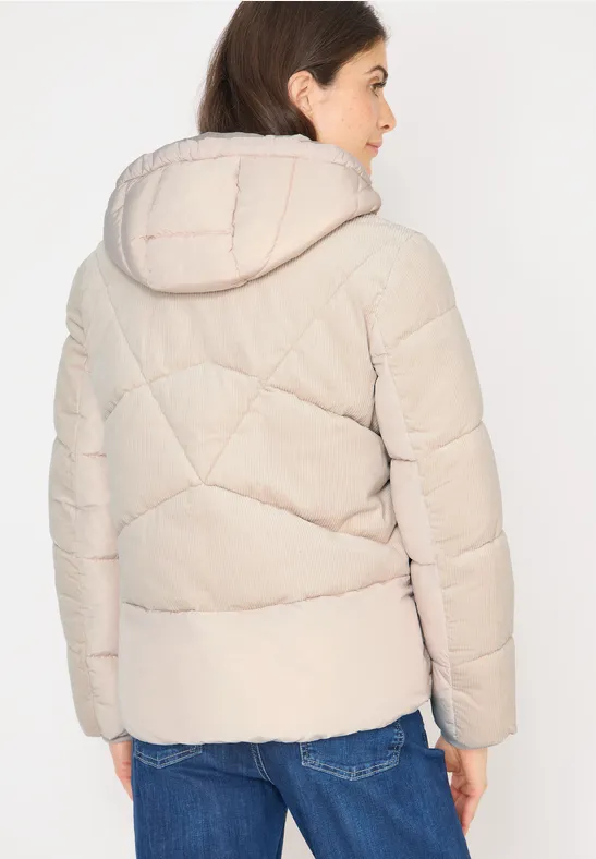 Gesteppte Pufferjacke mit Cord-Details