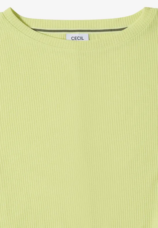 Waffelstruktur-Shirt mit U-Boot-Ausschnitt