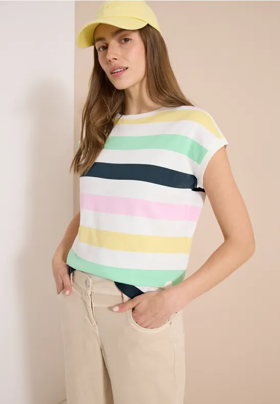 Buntes gestreiftes Baumwoll-T-Shirt