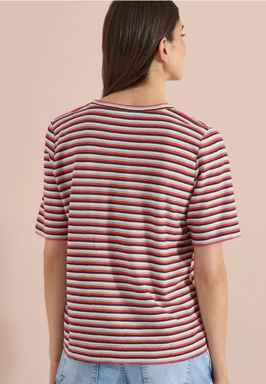 T-Shirt mit Struktur und Streifen