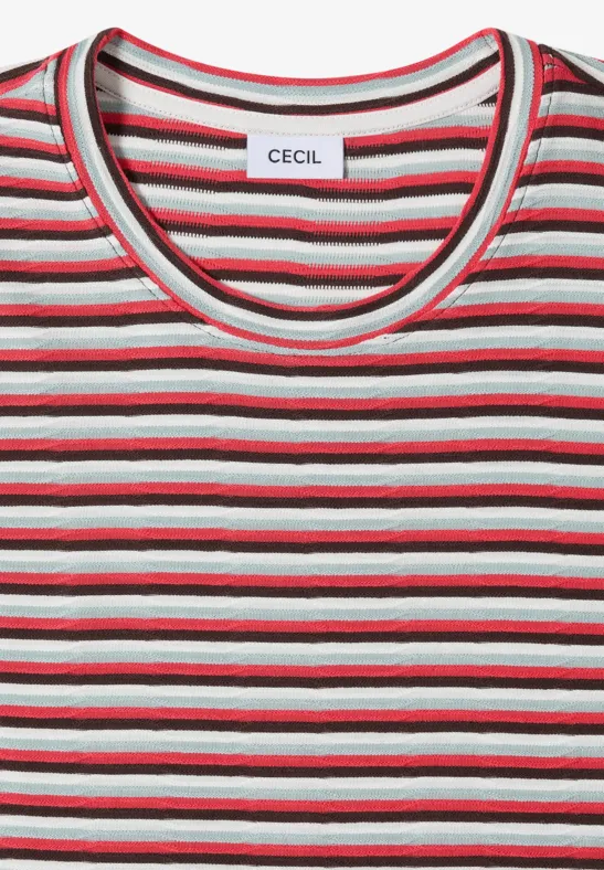 T-Shirt mit Struktur und Streifen