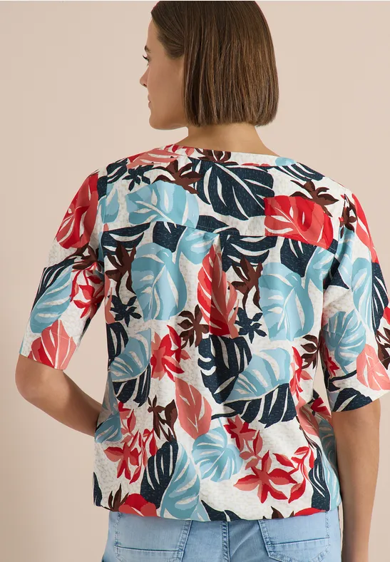 Tropische Tunika mit Blätterprint