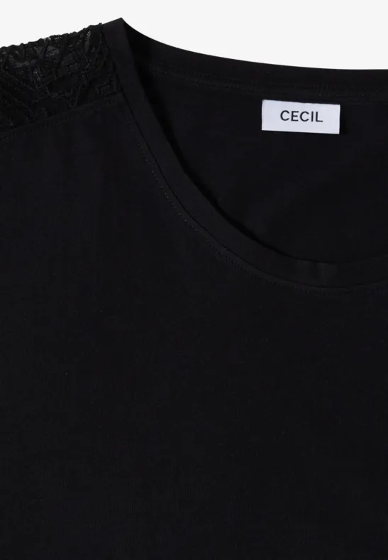 Shirt mit überschnittenen Schultern und Spitze