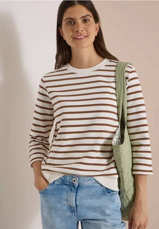 Gestreiftes Sweatshirt mit 3/4-Arm