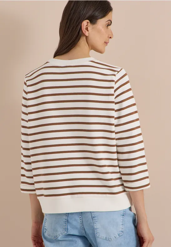 Gestreiftes Sweatshirt mit 3/4-Arm