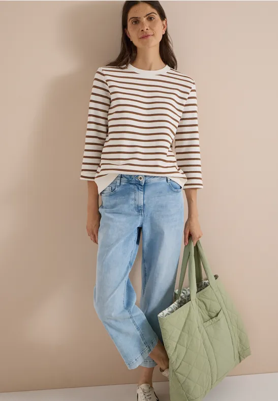 Gestreiftes Sweatshirt mit 3/4-Arm