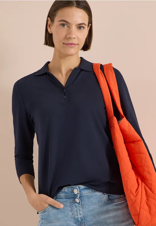 Klassisches Piqué-Poloshirt mit 3/4-Arm