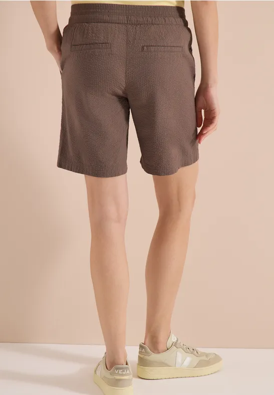 Strukturierte Seersucker-Shorts mit Tunnelzug