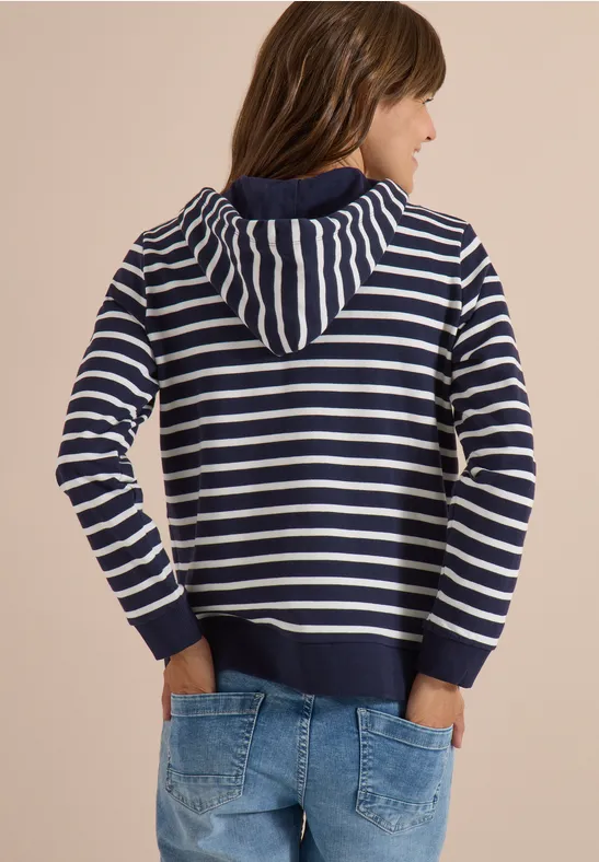 Gestreifter Struktur-Zip-Hoodie